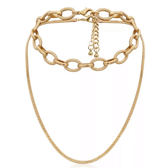 18K gold plated multilayer chain necklace - Picture 4 of 5